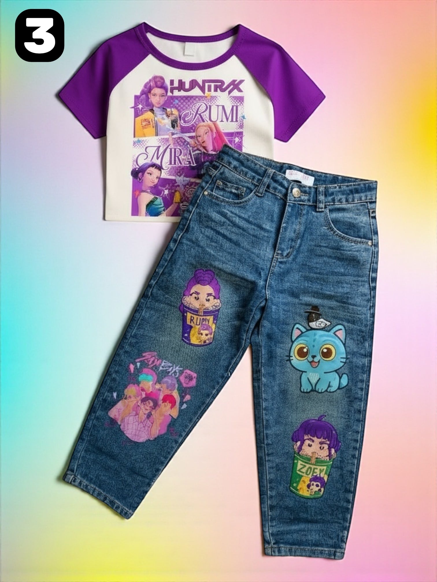 Set de Jeans y Blusa K-POP Edición Deluxe – Estilo, Comodidad y Brillo 💖