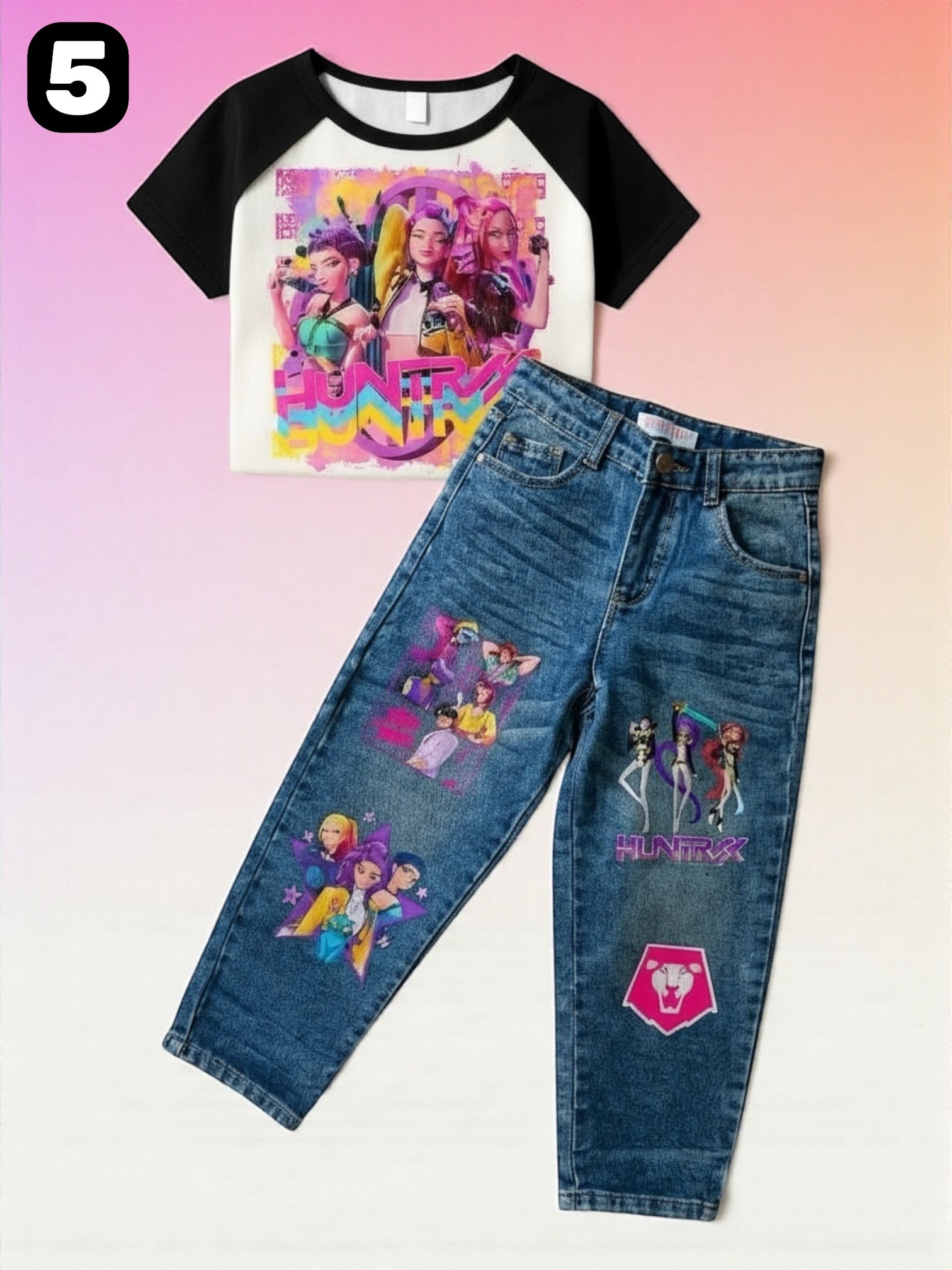 Set de Jeans y Blusa K-POP Edición Deluxe – Estilo, Comodidad y Brillo 💖