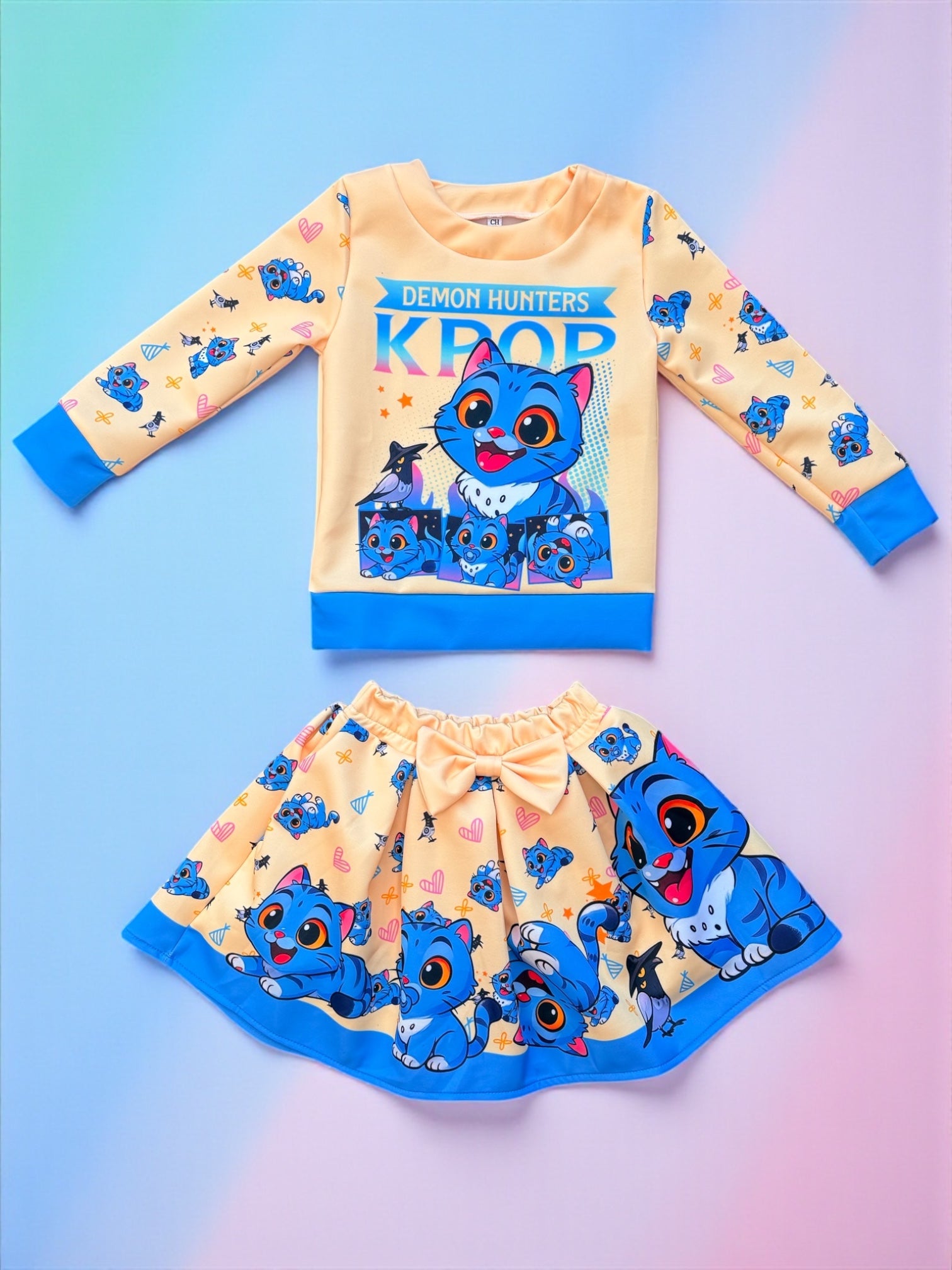 Set K-POP – Blusa Manga Larga + Falda con Moño 🎀 (Edición Limitada)