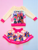 Set K-POP – Blusa Manga Larga + Falda con Moño 🎀 (Edición Limitada)