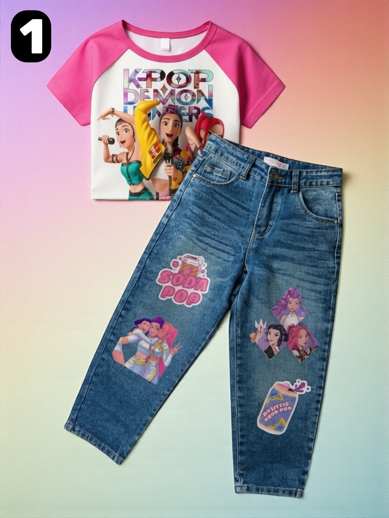 Set de Jeans y Blusa K-POP Edición Deluxe – Estilo, Comodidad y Brillo 💖
