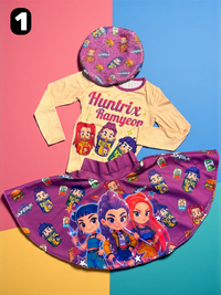 Conjunto de Lujo Inspirado en Heroínas Modernas - Blusa, Falda y Boina de Alta Calidad