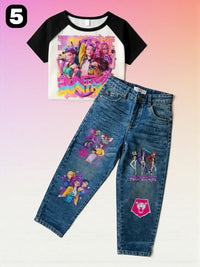 Set de Jeans y Blusa K-POP Edición Deluxe – Estilo, Comodidad y Brillo 💖