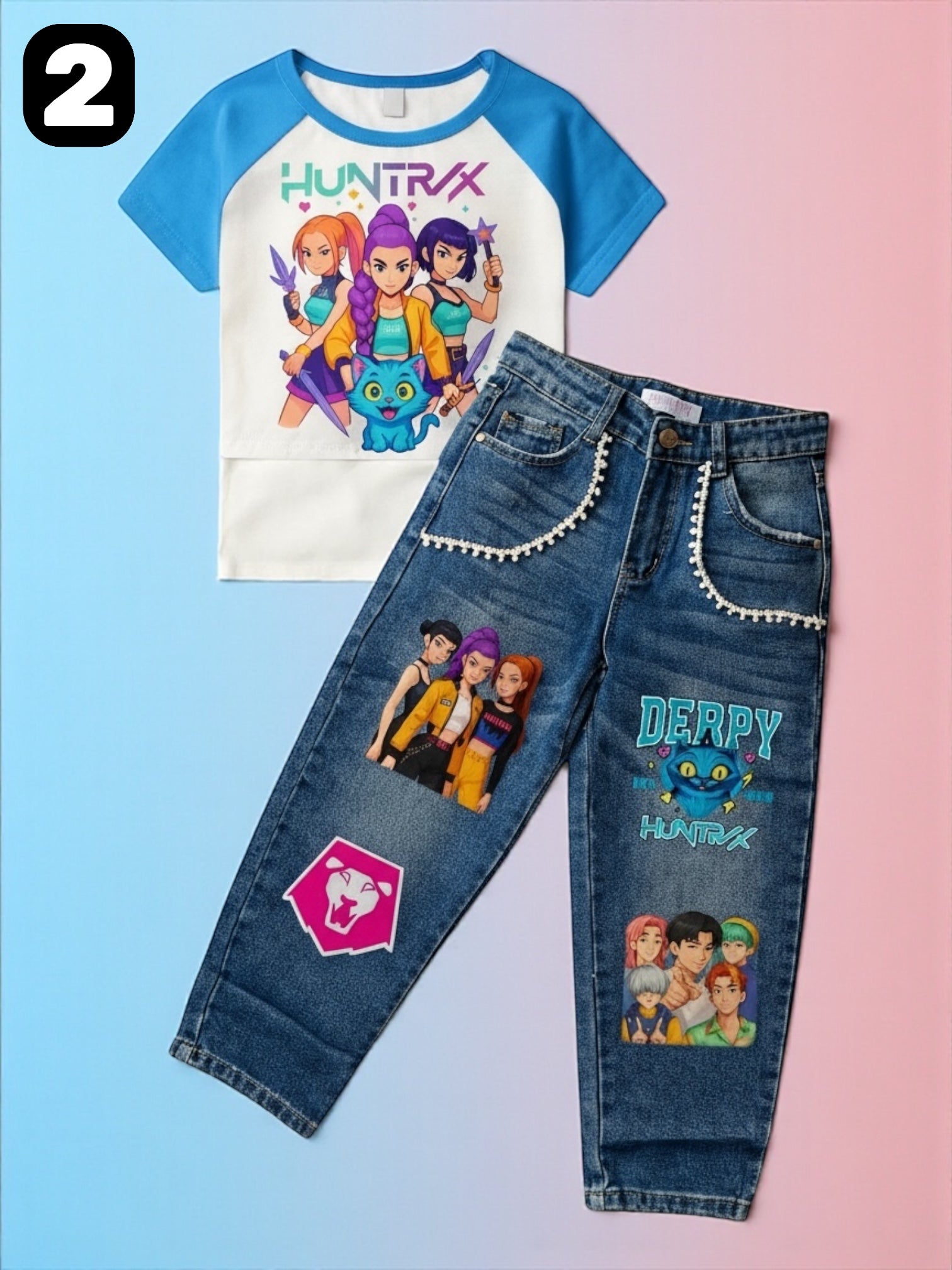 Set de Jeans y Blusa K-POP Edición Deluxe – Estilo, Comodidad y Brillo 💖